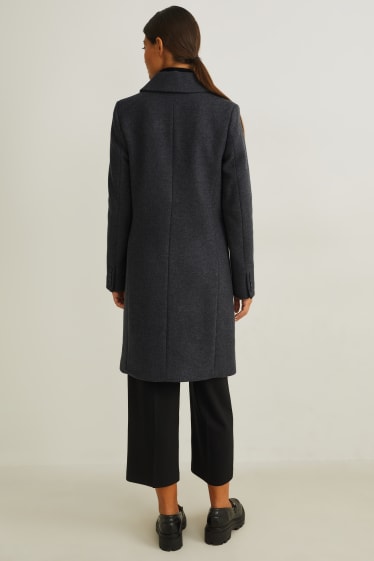 Donna - Cappotto con spalle imbottite - misto lana - grigio melange