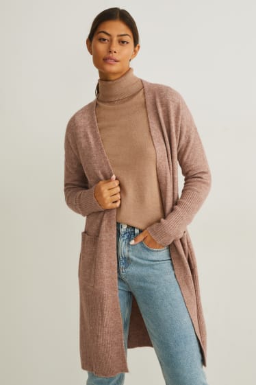 Damen - Strickjacke - braun-melange