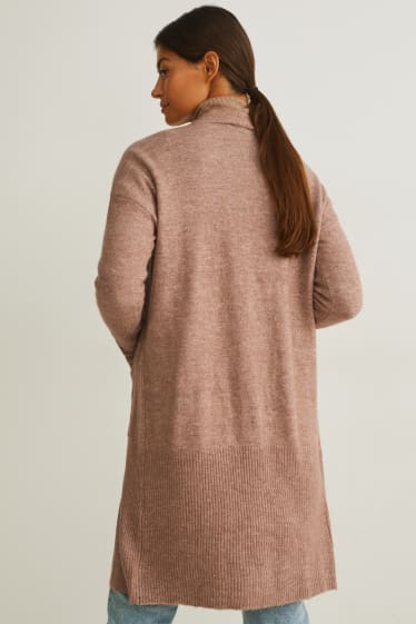 Femei - Cardigan tricotat - maro melanj