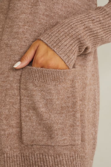 Femei - Cardigan tricotat - maro melanj
