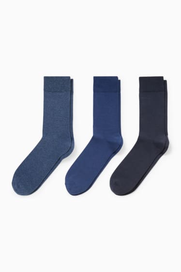 Hommes - Lot de 3 paires - chaussettes - taille confortable - bleu foncé