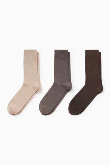 Heren - Set van 3 paar - sokken - comfortabel boordje - beige