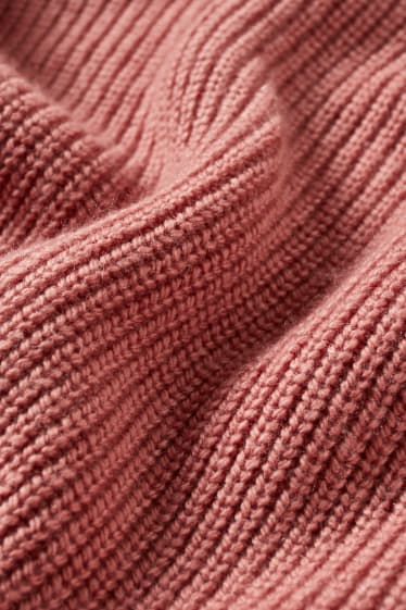 Femei - Poncho tricotat cu conținut de cașmir - roz închis