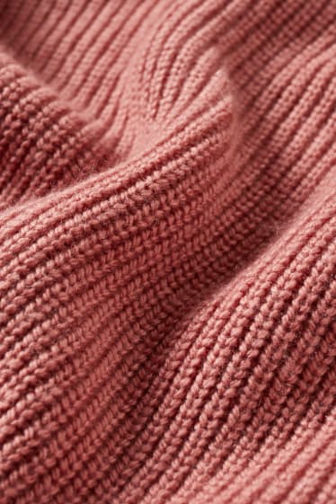 Women - Knitted cashmere blend poncho - dark rose