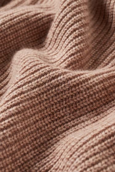 Donna - Poncio lavorato a maglia con componente di cashmere - tortora