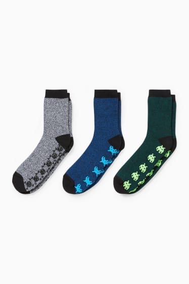 Enfants garçons - Lot de 3 paires - chaussettes antidérapantes - noir