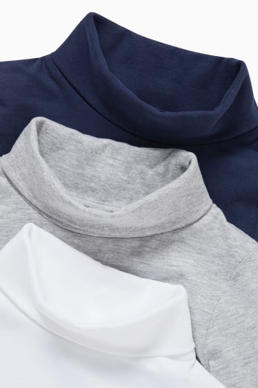 Niños - Pack de 3 - camisetas interiores de cuello vuelto - gris claro / azul oscuro