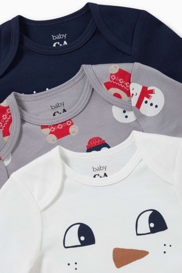 Babys - Multipack 3er - Baby-Weihnachts-Body - weiß / grau