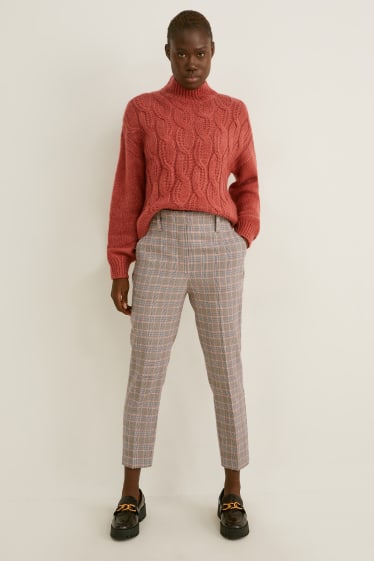 Femmes - Pantalon de toile - high-waist - tapered fit - à carreaux - carreaux colorés