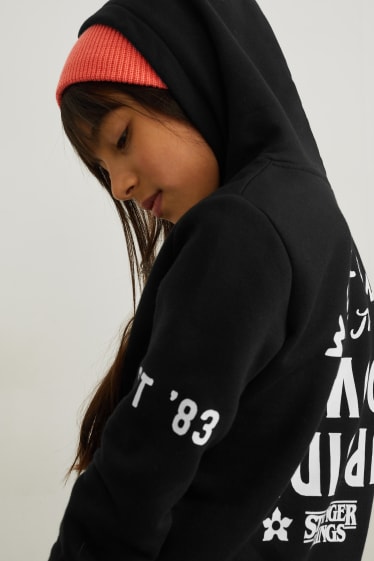 Enfants filles - Stranger Things - sweat à capuche - noir