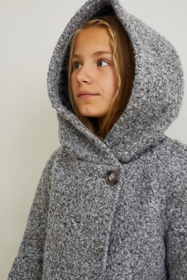 Enfants - Manteau à capuche - gris chiné