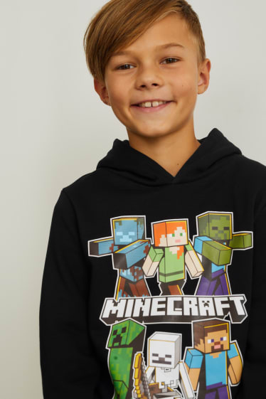 Bambini - Minecraft - felpa con cappuccio - nero