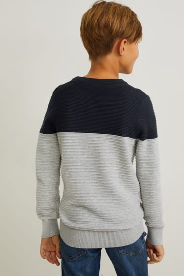 Kinderen: jongens - Trui - donkerblauw / grijs