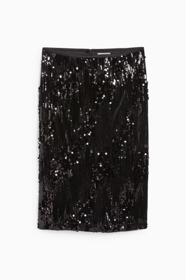 Women - Sequin skirt - shiny - black