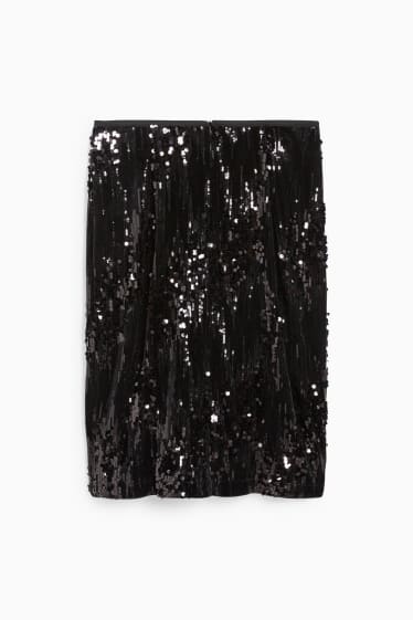 Women - Sequin skirt - shiny - black