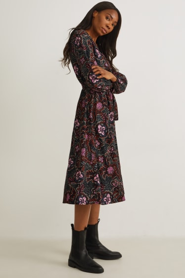 Women - Dress - patterned - black