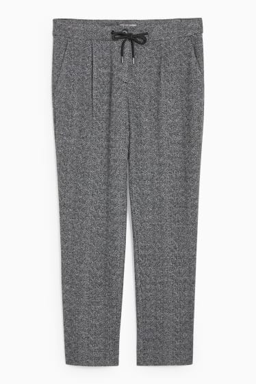 Women - Cloth trousers - mid-rise waist - tapered fit - gray / black