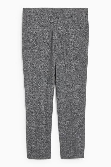 Women - Cloth trousers - mid-rise waist - tapered fit - gray / black