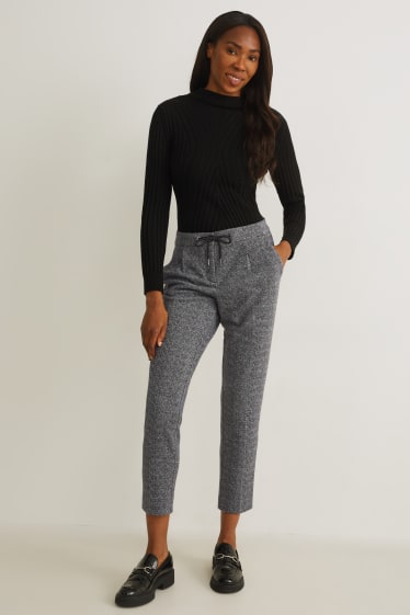 Dona - Pantalons de tela - cintura mitjana - tapered fit - gris/negre
