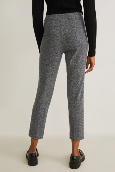Mujer - Pantalón de tela - mid waist - tapered fit - gris / negro