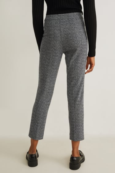 Women - Cloth trousers - mid-rise waist - tapered fit - gray / black