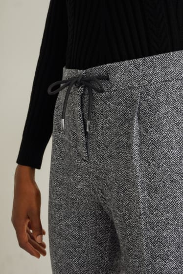 Femmes - Pantalon de toile - mid-waist - tapered fit - gris / noir