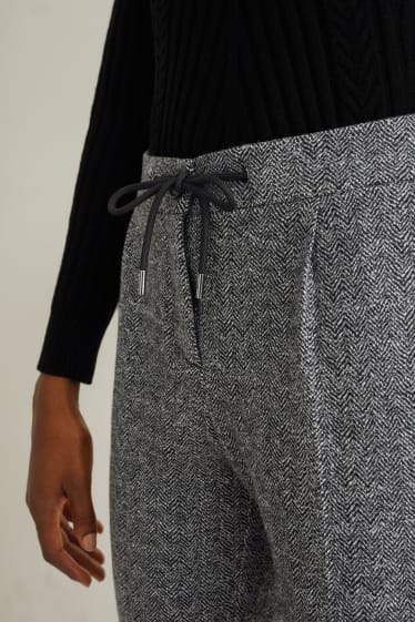 Mujer - Pantalón de tela - mid waist - tapered fit - gris / negro