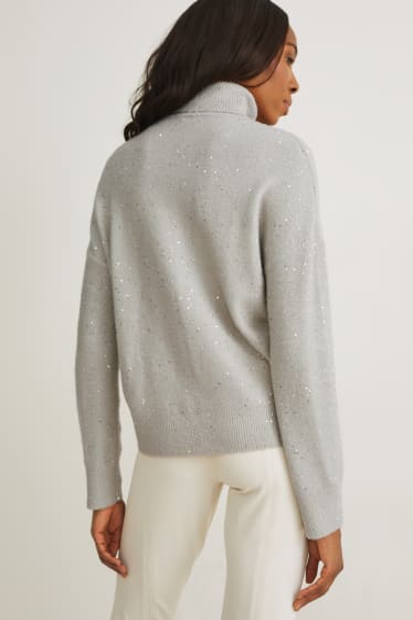 Femmes - Pullover à col roulé - gris clair chiné