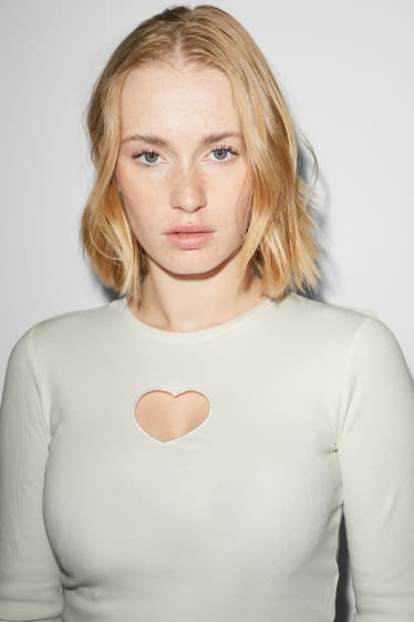 Damen - CLOCKHOUSE - Crop Langarmshirt - cremeweiß