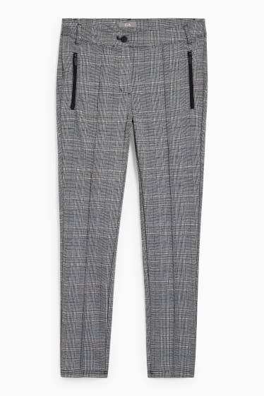 Women - Jersey trousers - slim fit - check - black / white