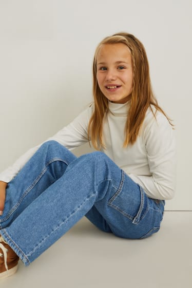 Copii - Fete - Straight cargo jeans - denim-albastru
