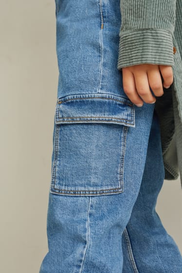 Copii - Fete - Straight cargo jeans - denim-albastru