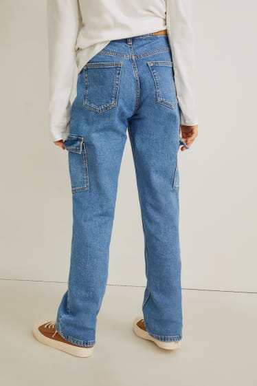 Copii - Fete - Straight cargo jeans - denim-albastru