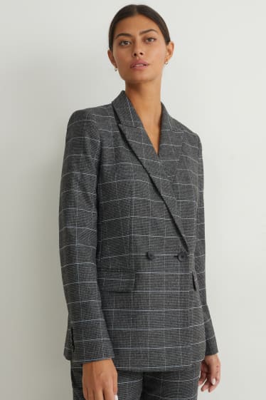 Women - Blazer - regular fit - check - gray / beige