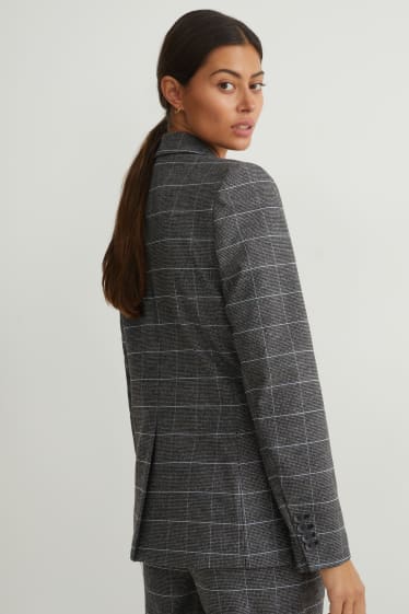 Women - Blazer - regular fit - check - gray / beige