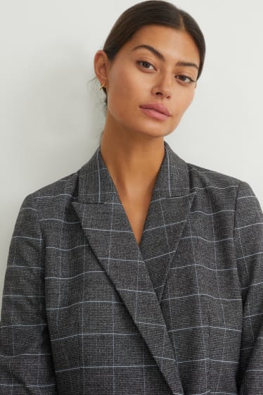 Damen - Blazer - Regular Fit - kariert - grau / beige