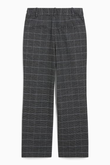 Dona - Pantalons de tela - cintura alta - quadres - gris/beix