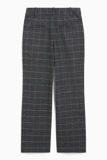 Dames - Pantalon - high waist - geruit - grijs / beige