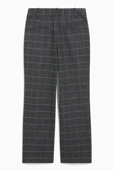 Women - Cloth trousers - high waist - check - gray / beige