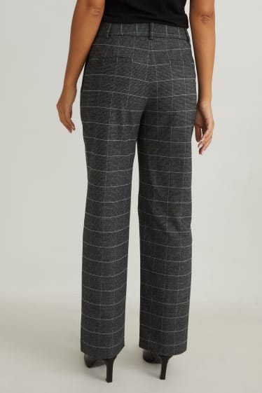 Donna - Pantaloni - vita alta - a quadretti - grigio / beige