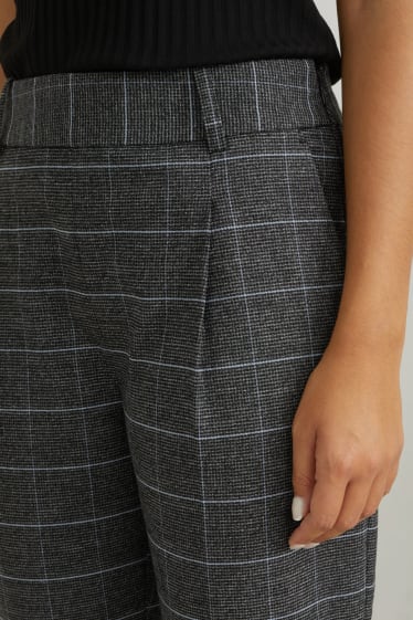 Dames - Pantalon - high waist - geruit - grijs / beige