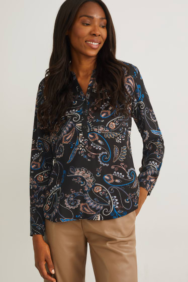 Dames - Blouse - met patroon - zwart