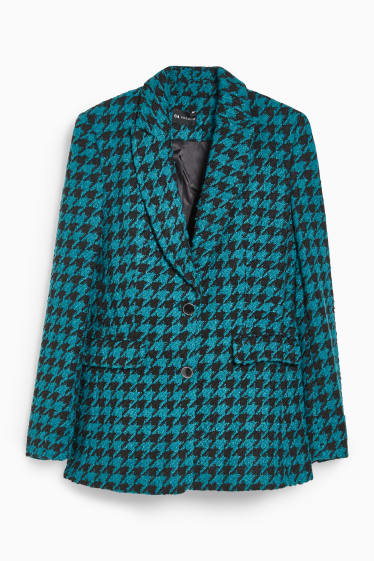 Dames - Bouclé blazer - regular fit - met patroon - donkerturquoise