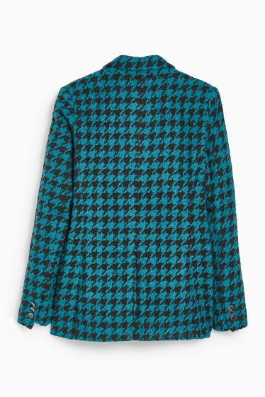 Women - Bouclé blazer - regular fit - patterned - dark turquoise