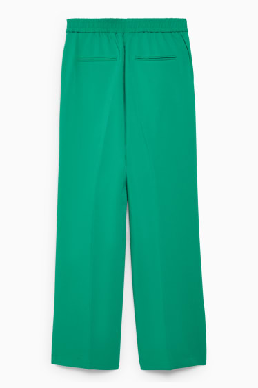 Femmes - Pantalon en toile - high waist - coupe droite - vert