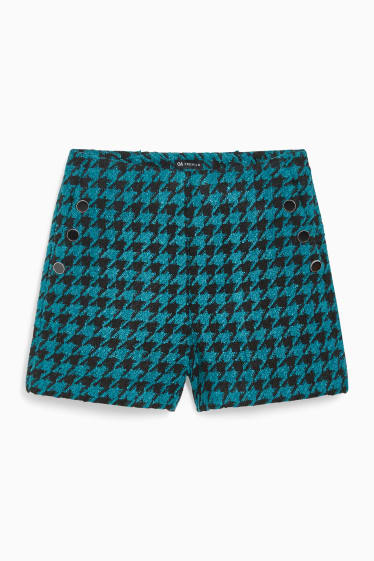 Femmes - Shorts en finition bouclé - à motif - turquoise foncé