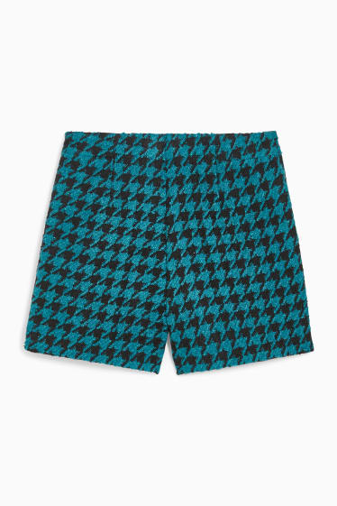 Damen - Bouclé-Shorts - gemustert - dunkeltürkis