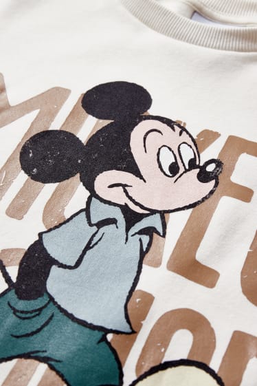 Adolescenți și tineri - CLOCKHOUSE - bluză de molton - Mickey Mouse - alb-crem