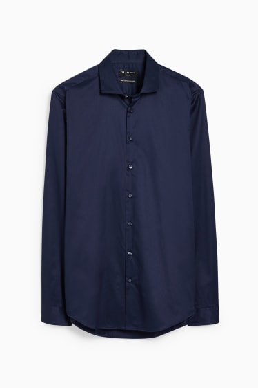 Uomo - Camicia business - slim fit - cutaway - facile da stirare - blu scuro
