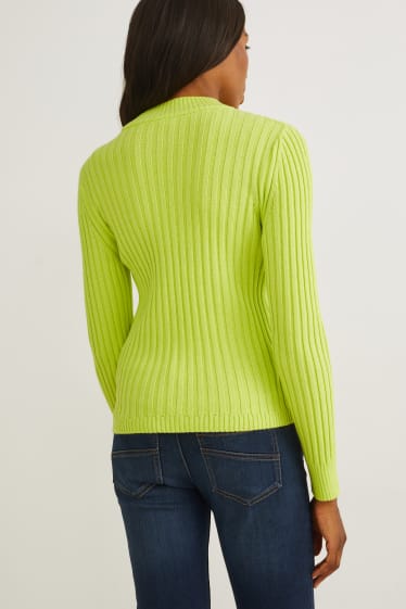 Women - Jumper - cable knit pattern - light green